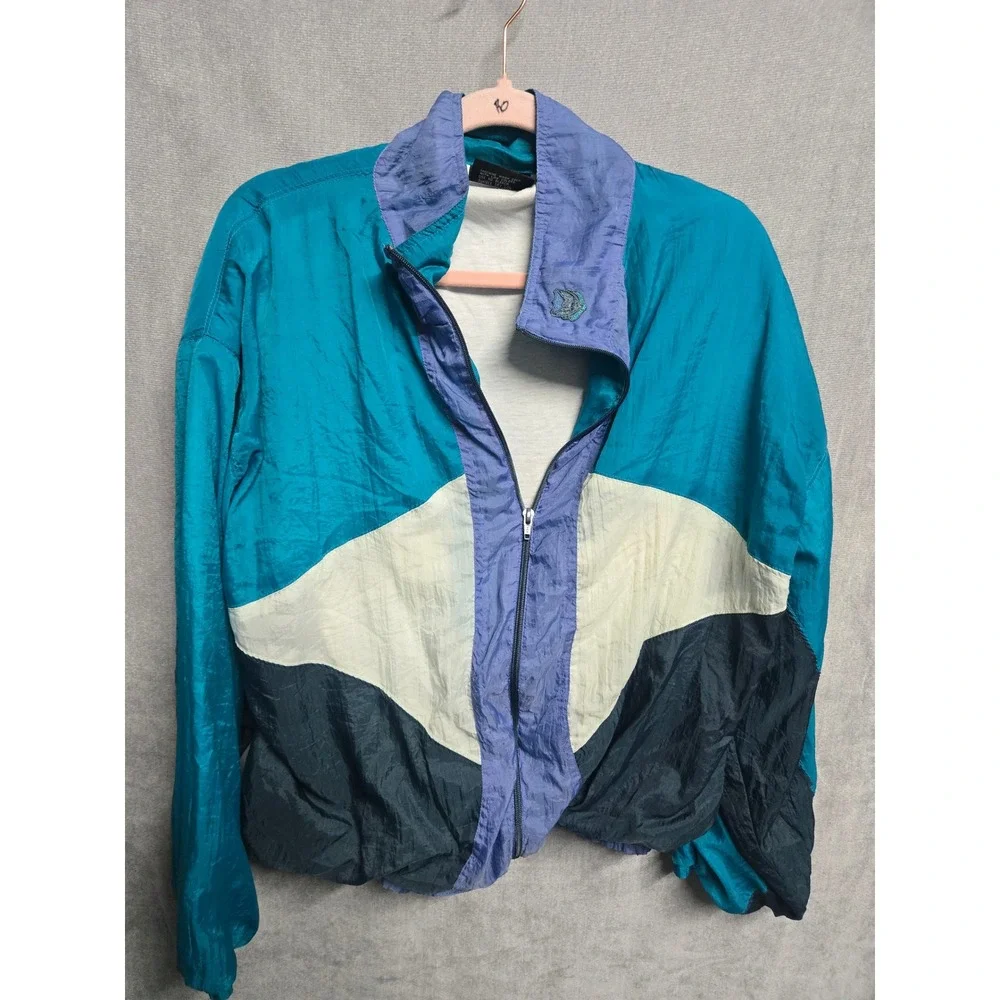 Vintage Cherokee Colorblock Windbreaker Jacket Teal Purple Navy XL 90s Retro